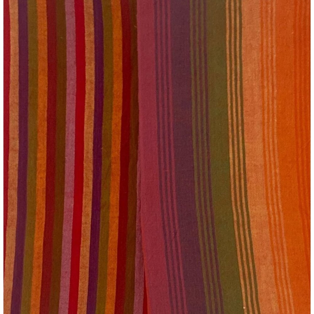 VTG Fabric Stripe Boho Orange Pink Purple Green Quilting Sewing Cloth Arts Craft
